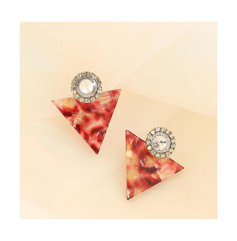 Sohi Women's Pink Triangle Drop Earrings