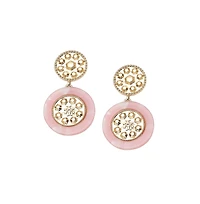 Sohi Women's White Circular Drop Earrings