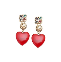 Sohi Women's Gold Royal Heart Drop Earrings