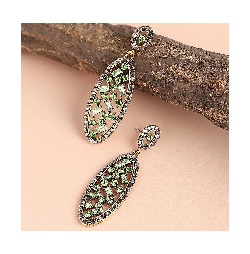 Sohi Women's Red Oval Drop Earrings