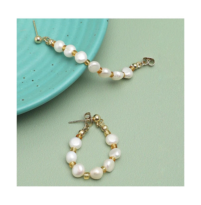 Sohi Women's Gold Snowball Teardrop Drop Earrings