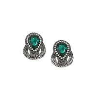 Sohi Women's Silver Teardrop Stud Earrings