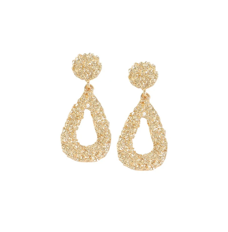 Sohi Women's White Corroded Drop Earrings