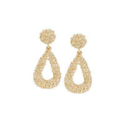 Sohi Women's White Corroded Drop Earrings