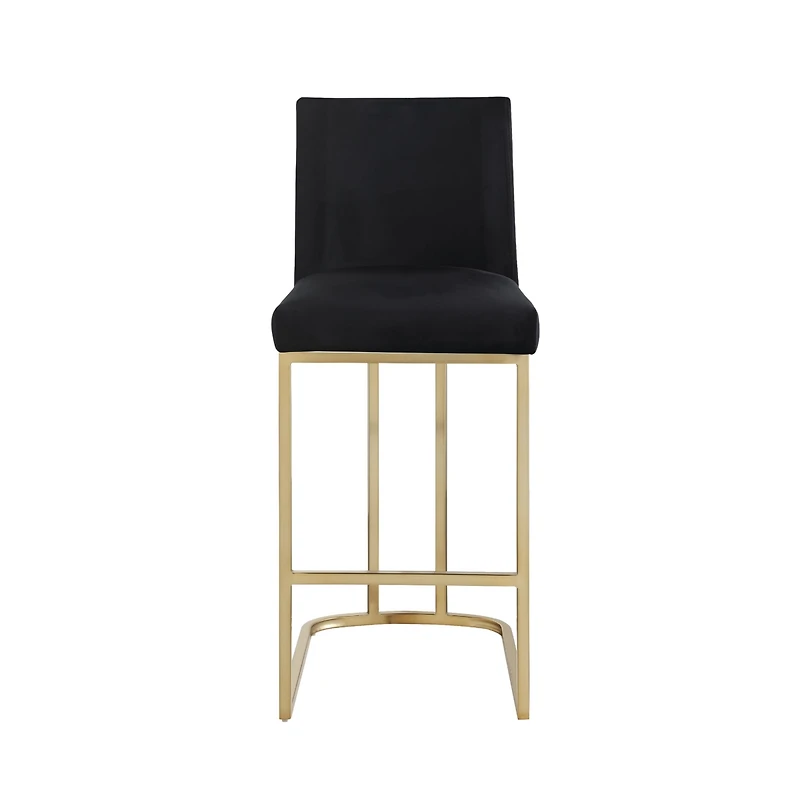 Streamdale Set of 2 Gold Brushed Velvet Bar Stools