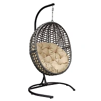 Simplie Fun Outdoor Wicker Egg Chair With Stand & Cushion