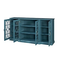 Streamdale Furniture 63" Tv Stand, Storage Buffet Cabinet, Sideboard With Glass Door And Adjustable Shelves