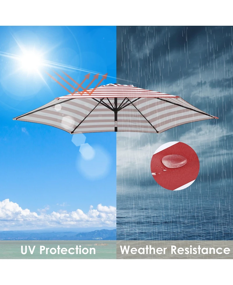9 Ft Patio Umbrella Replacement Canopy Market Table Top Sunshade Cover Garden