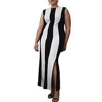 Eloquii Plus Striped Knit Maxi Dress