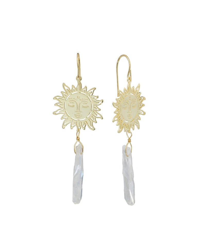 Macy's Aurora Borealis or Aqua Quartz 14K Gold Plated Quartz Sun Drop Earrings
