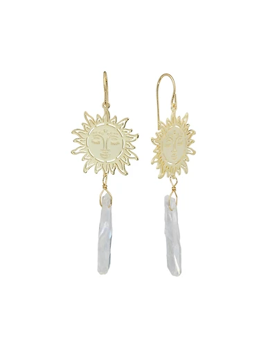 Macy's Aurora Borealis or Aqua Quartz 14K Gold Plated Quartz Sun Drop Earrings