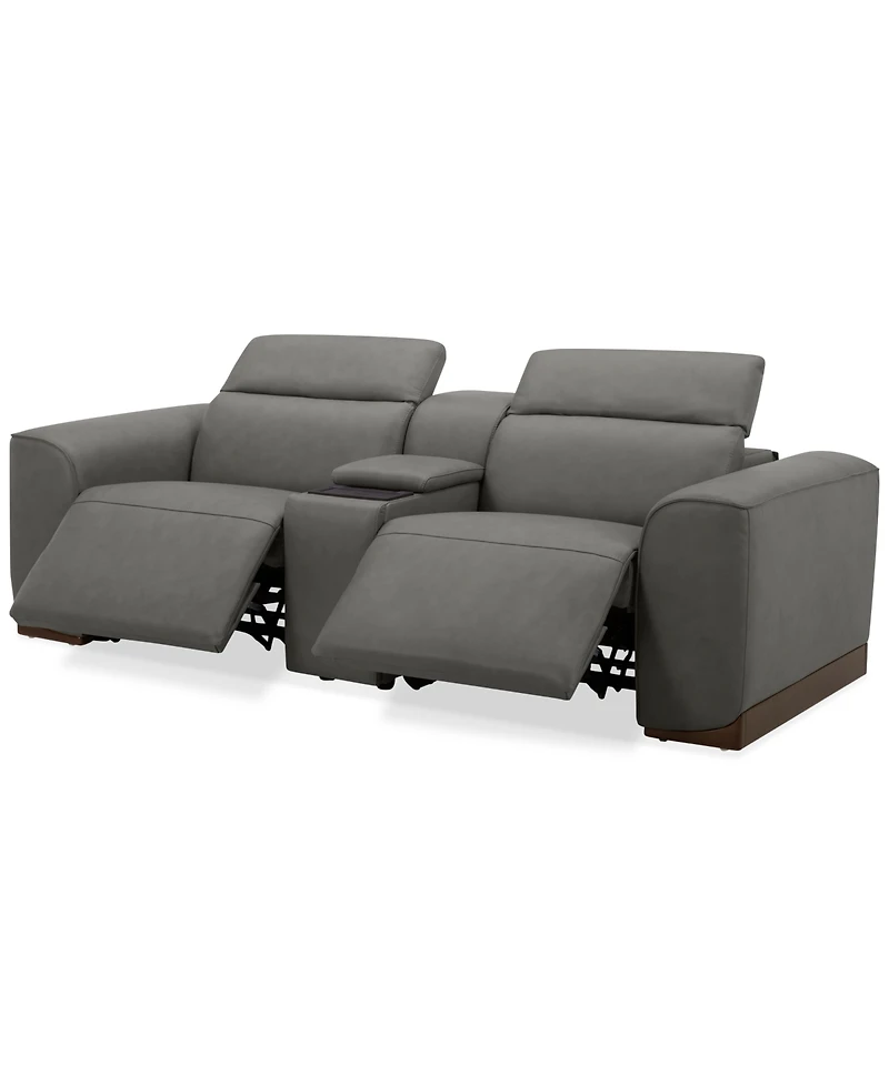 Lovro 3-Pc. Leather Sofa with 2 Power Motion Chairs & 1 Console, Created for Macy's