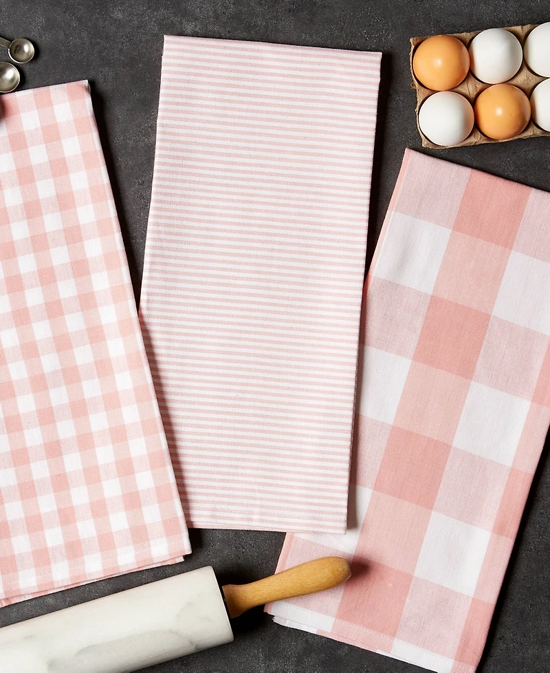 Design Imports Gingham Check Kitchen Collection, Pink, Dishtowel Set