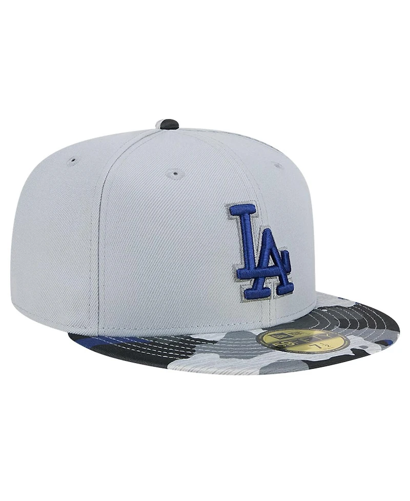 New Era Men's Gray Los Angeles Dodgers Active Team Camo 59FIFTY Fitted Hat