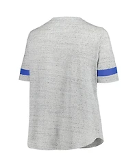 Fanatics Women's Heather Gray New York Rangers Plus Size Lace-Up T-Shirt