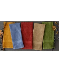 Design Imports Basic Terry Collection Waffle Dishtowel Set, 15x26", Solid Stonewash Blue, 4 Piece
