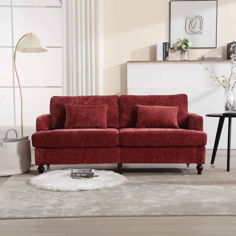 Simplie Fun Modern Chenille Fabric Loveseat, 2-Seat Upholstered Loveseat Sofa Modern Couch