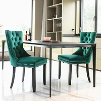 Contemporary Green Velvet Dining Chair Set