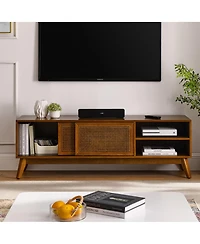 Streamdale Mid Century Modern Rattan Tv Stand for 65"