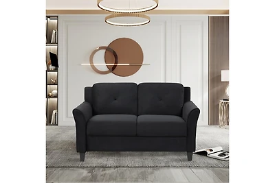 Streamdale Fashionable Living Room Sofa With Double Seats, Black Fabric