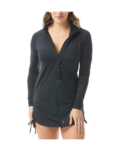 Beach House Sport Interval Long Sleeve Side Tie Zip Front Cover-Up