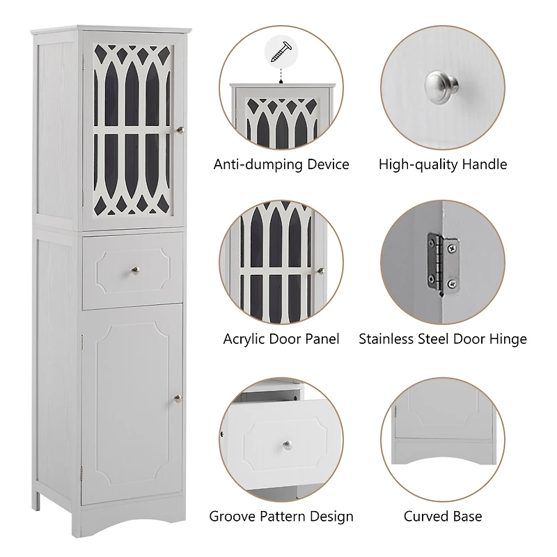 Streamdale Freestanding White Bathroom Cabinet