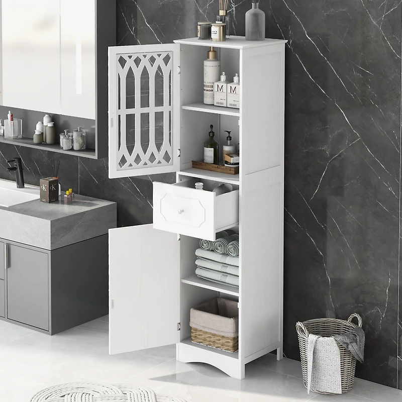 Streamdale Freestanding White Bathroom Cabinet