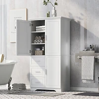 Streamdale Tall White Storage Cabinet with Drawers