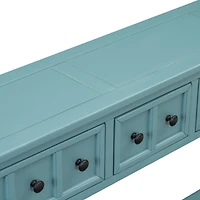 Simplie Fun Antique White Console Table with Drawers and Shelf, 60" Long