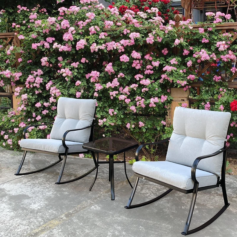 Streamdale Rocker S Chair And Teapoy Offwhite
