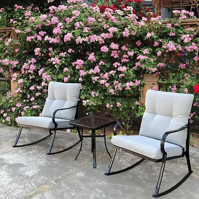Streamdale Rocker S Chair And Teapoy Offwhite