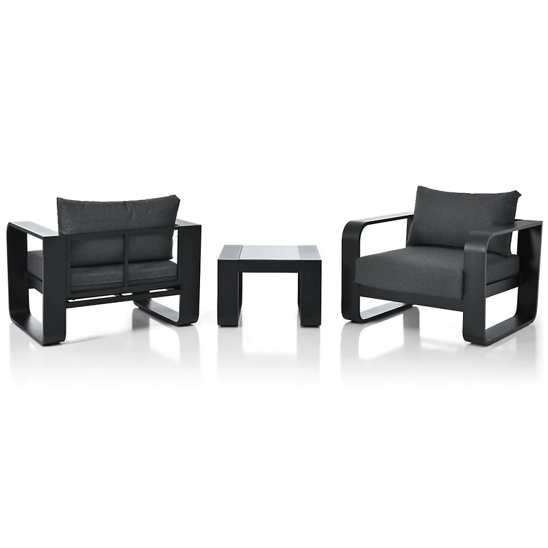 Streamdale Aluminum Frame Patio Set with Thick Cushion & Coffee Table