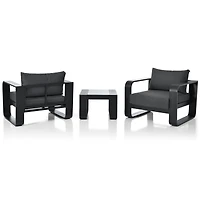 Streamdale Aluminum Frame Patio Set with Thick Cushion & Coffee Table