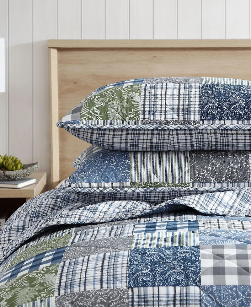 Eddie Bauer Cozy Plaid Patchwork Reversible 2 Piece Quilt Set, Twin