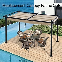 13x10FT Outdoor Patio Retractable Pergola Sun-Shelter Canopy-Khaki Cover