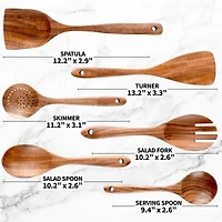 6-Piece Natural Teak Wooden Utensils for Cooking