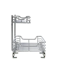 Household Essentials Glidez Multipurpose Chrome-Plated Steel Pull-Out/Slide-Out Storage Organizer for Under Sink or Under Cabinet 2-Tier Design