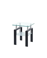 Streamdale Furniture 2-Piece Clear Tempered Glass Small Table, End Table For Living Room, Sofa Table