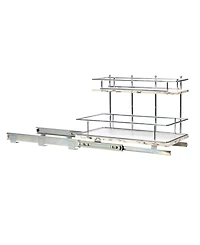 Household Essentials Glidez Chrome-Plated Steel and Faux Marble Pull-Out/Slide-Out Storage Organizer for Under Sink or Cabinet 2-Tier Design