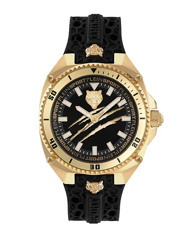 Plein Sport Men's Thunder Force Three Hand Quartz Black Silicone 47MM
