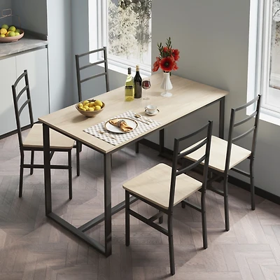 Streamdale Furniture Five-Piece Set Table And Chair With Backrest, Industrial Style, Solid Structure