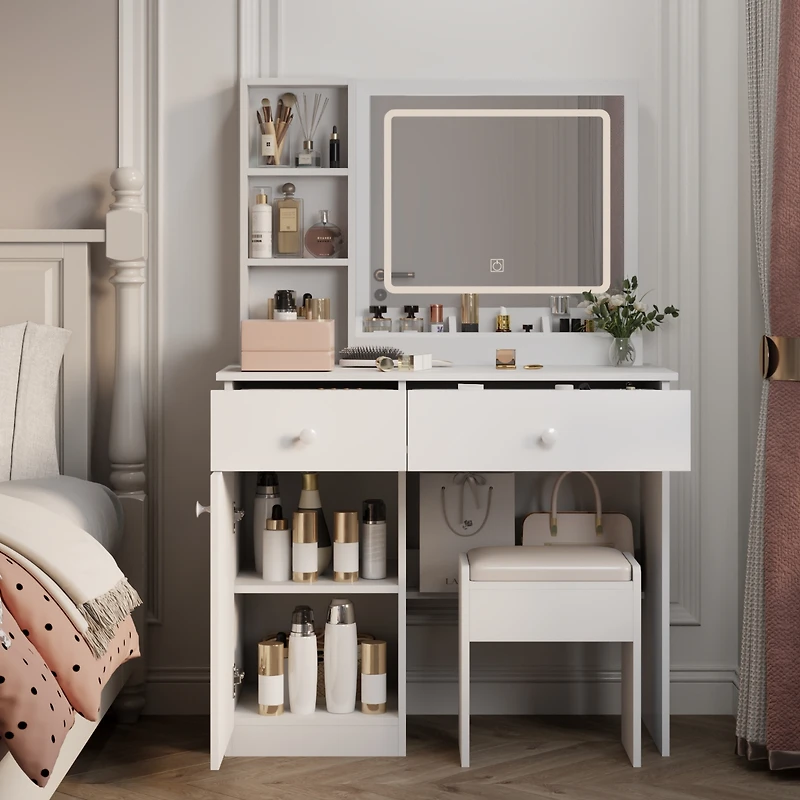 Streamdale Makeup Vanity Desk with Lighted Mirror & Drawers