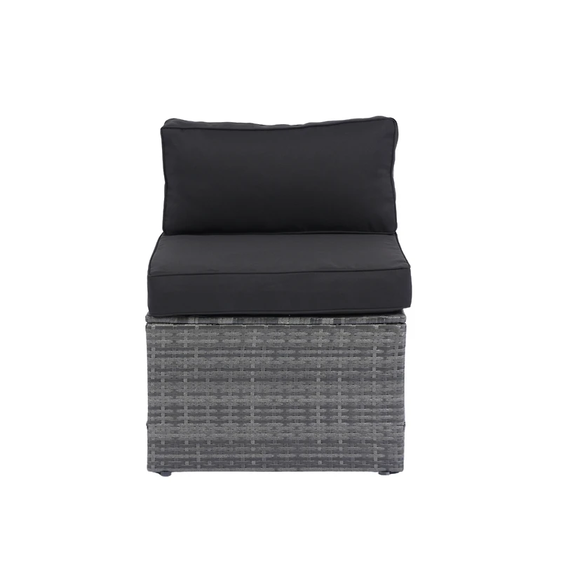 Streamdale 5-Piece Pe Rattan U Sofa Set with Black Cushion