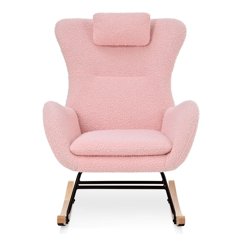 Simplie Fun Pink Teddy Glider Chair for Nursery & Home