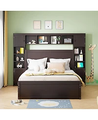 Streamdale Wooden Queen Bed with Cabinetry and Outlets