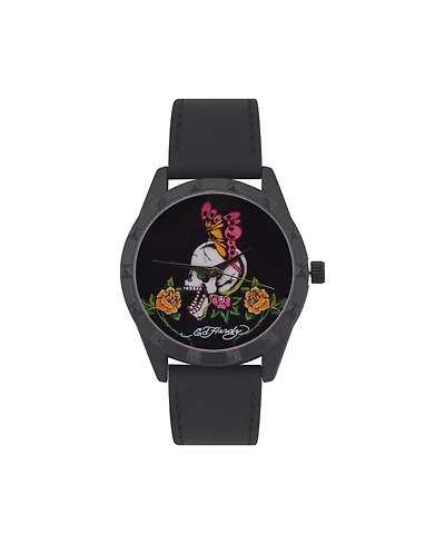 Ed Hardy Women's Matte Black Silicone Strap Watch 40mm