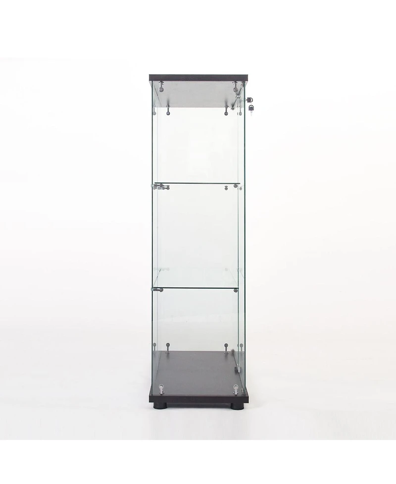Streamdale Furniture Two Door Glass Cabinet Glass Display Cabinet With 3 Shelves