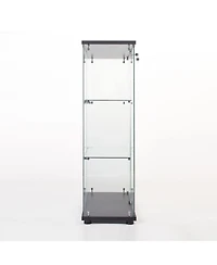 Streamdale Furniture Two Door Glass Cabinet Glass Display Cabinet With 3 Shelves