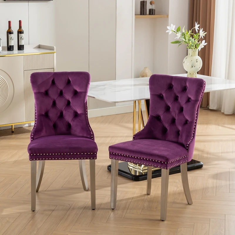 Streamdale Nikki Collection 2-Piece Purple Velvet Dining Chairs