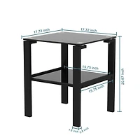 Simplie Fun Black Glass 2-Layer Tea Table Set